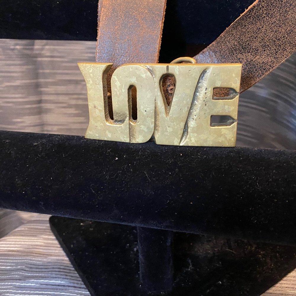 Vintage Brass Belt Buckle "LOVE"